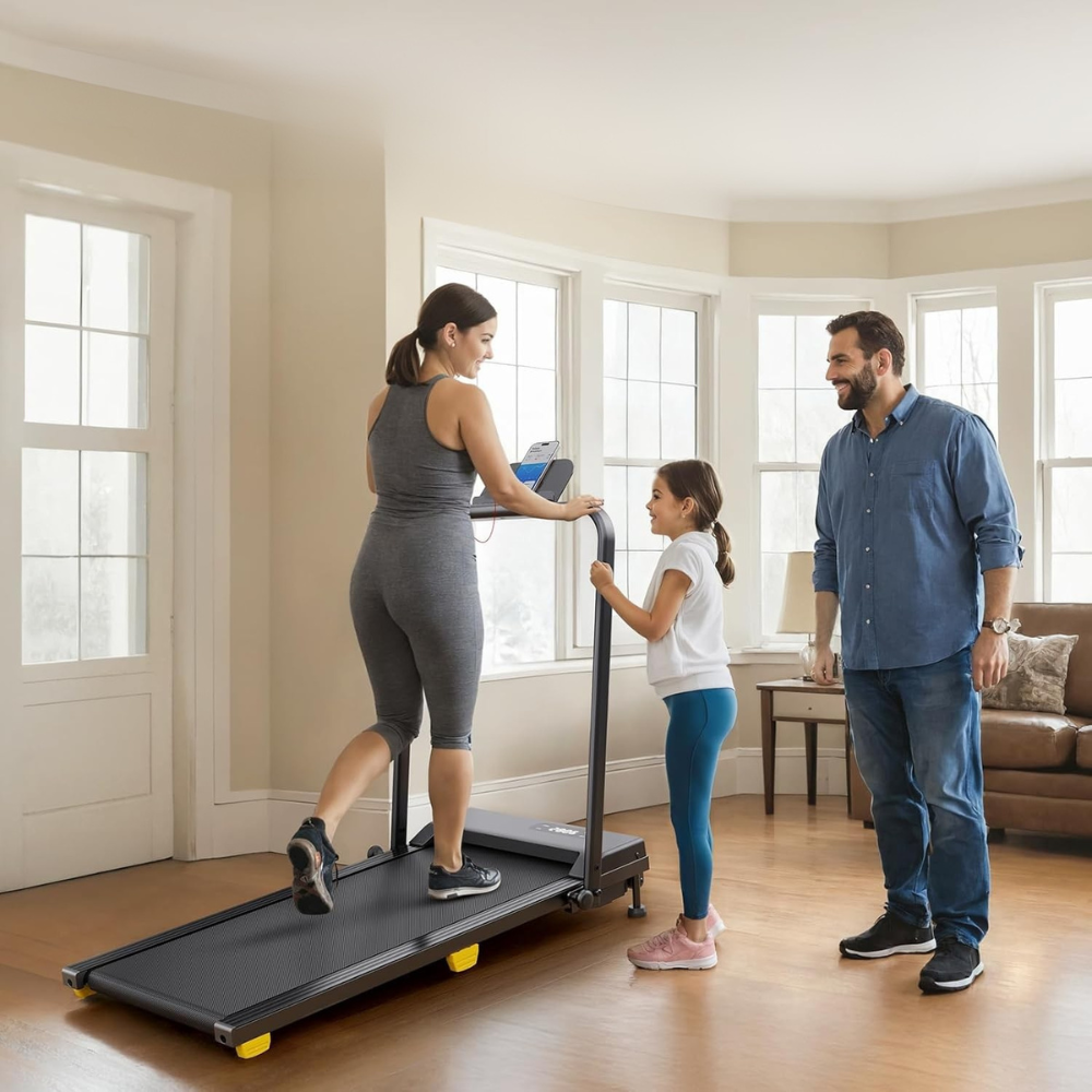 Tapis de course pliable en famille