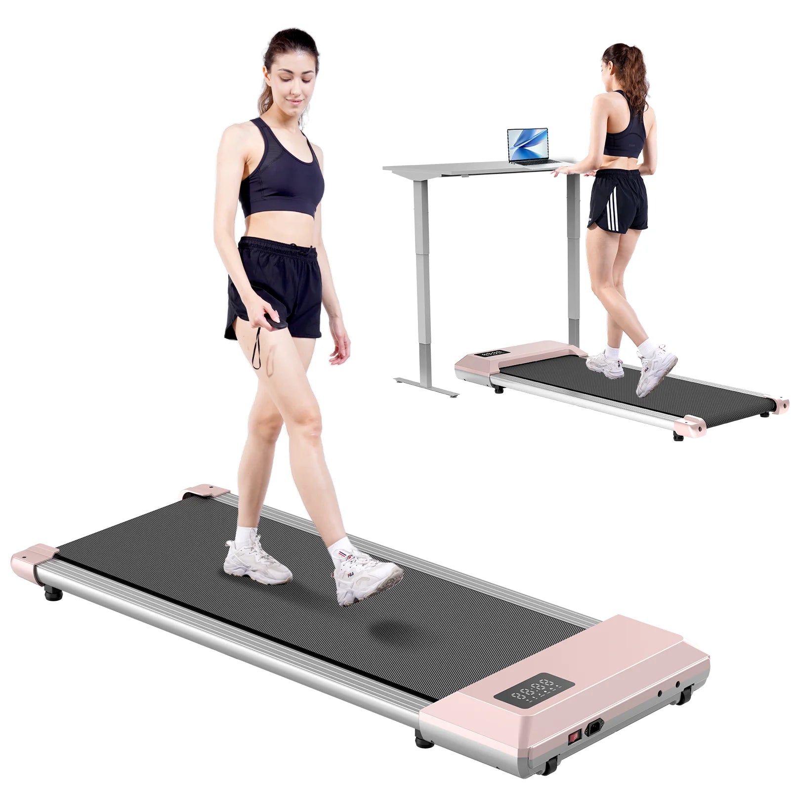 Tapis de marche compact 1-6km/h rose