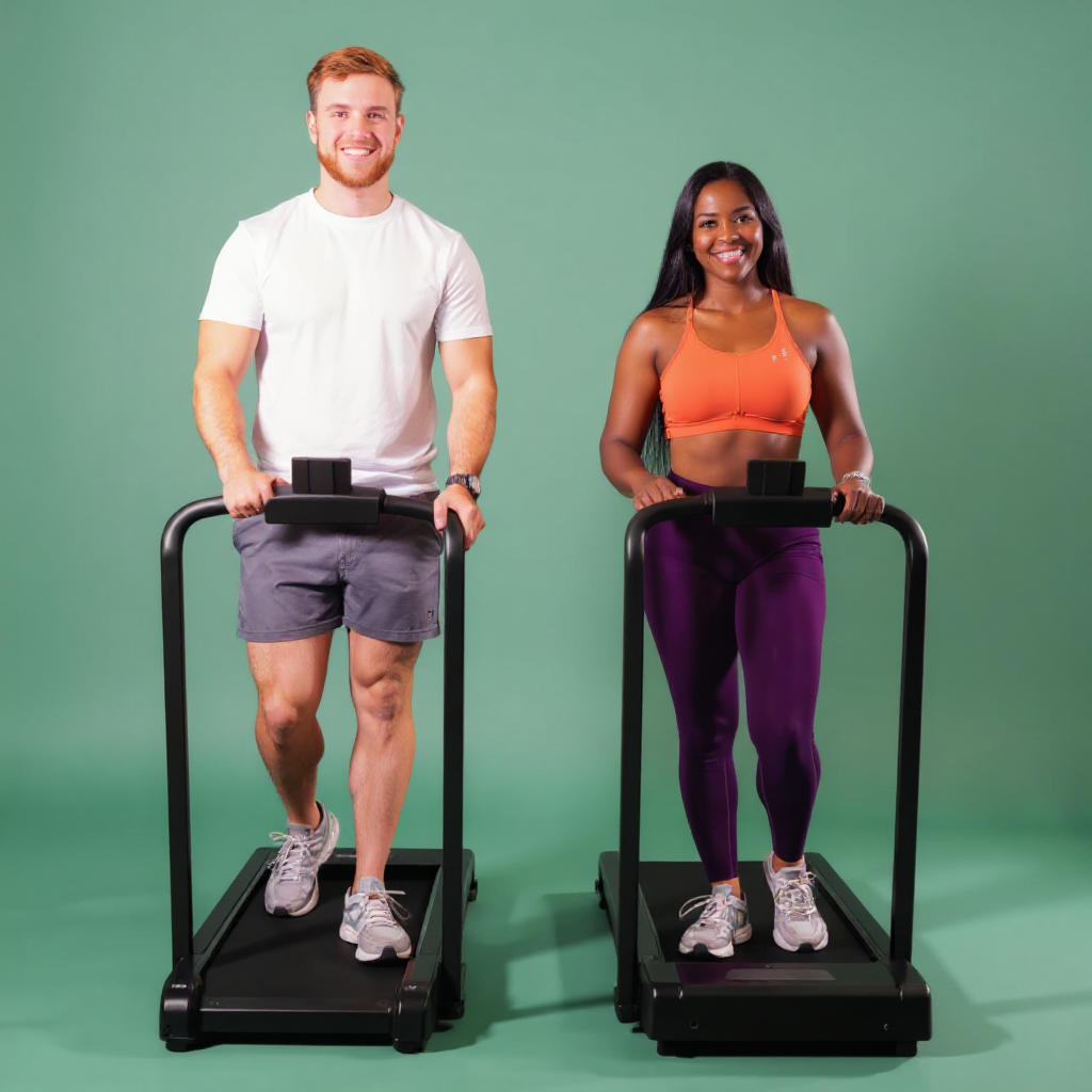 Tapis de marche intégré à une routine fitness à domicile.